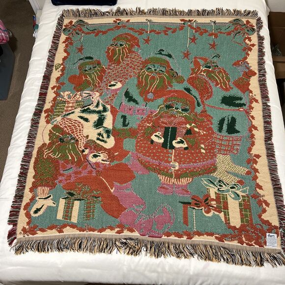 Beacon Christmas Santa Claus Tapestry Throw Blanket ~62x54" Made in USA - Picture 12 of 14